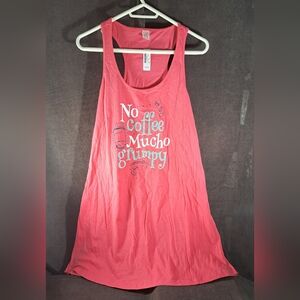 La Vie En Rose "No Coffee Mucho Grumpy" Pink Graphic Tank Night Shirt NWT XL